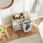 Laundry Basket 4 Compartments, Extendable Bags, 83L, Bamboo White
