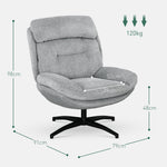 Swivel Lounge Armchair, Water-Repellent Recliner with Integrated Armrest, Chenille Look