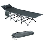 Sun Lounger Folding with Pillow, Storage Bag, Metal and Oxford Fabric, Grey