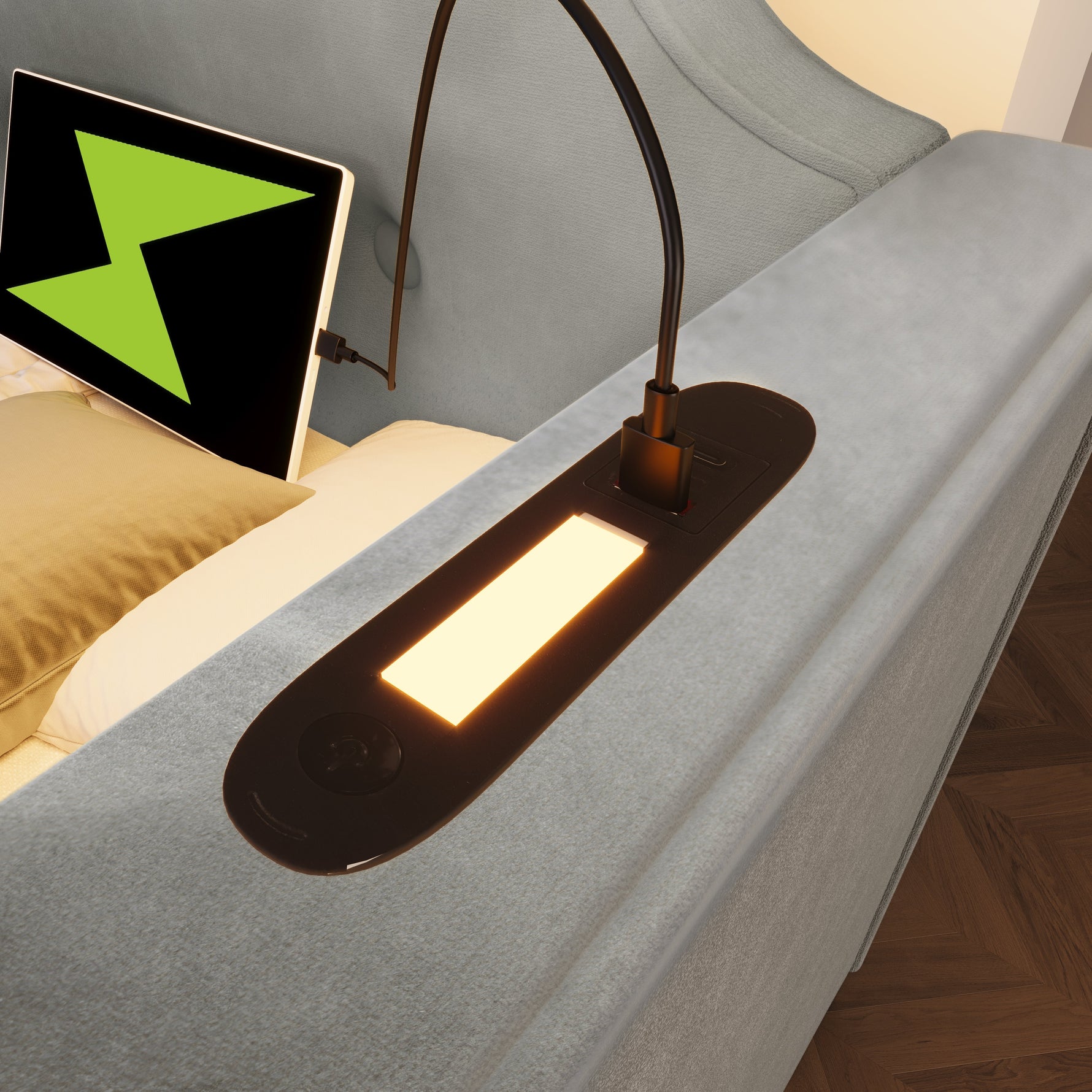 Sofa Bed 90x200 cm, USB-C Reading Light, 2 Storage Drawers, Velvet Gray