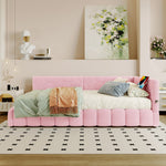 Daybed with LED Light, Hydraulic Storage and USB Charging, Pink Imitation Fleece
