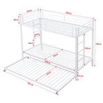 Bunk Bed 90x200cm Pull-out Bed High Railings - White