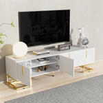 TV Cabinet Lowboard Textured Door Gold Handles and Feet