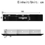 TV Cabinet 180cm High-Gloss LED Wall-Mountable Black/White