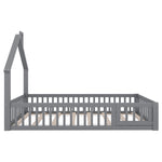 House Bed 90x200 cm Children Bed Slatted Base Pine Wood Grey