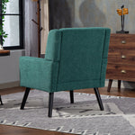 Upholstered Armchair with Buttoned Padding and Solid Wood Legs, Suede Black