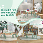 Children’s table with 2 chairs, kids’ seating set with 1 table & 2 chairs, cute animal design, suitable for children aged 3–8 years, green