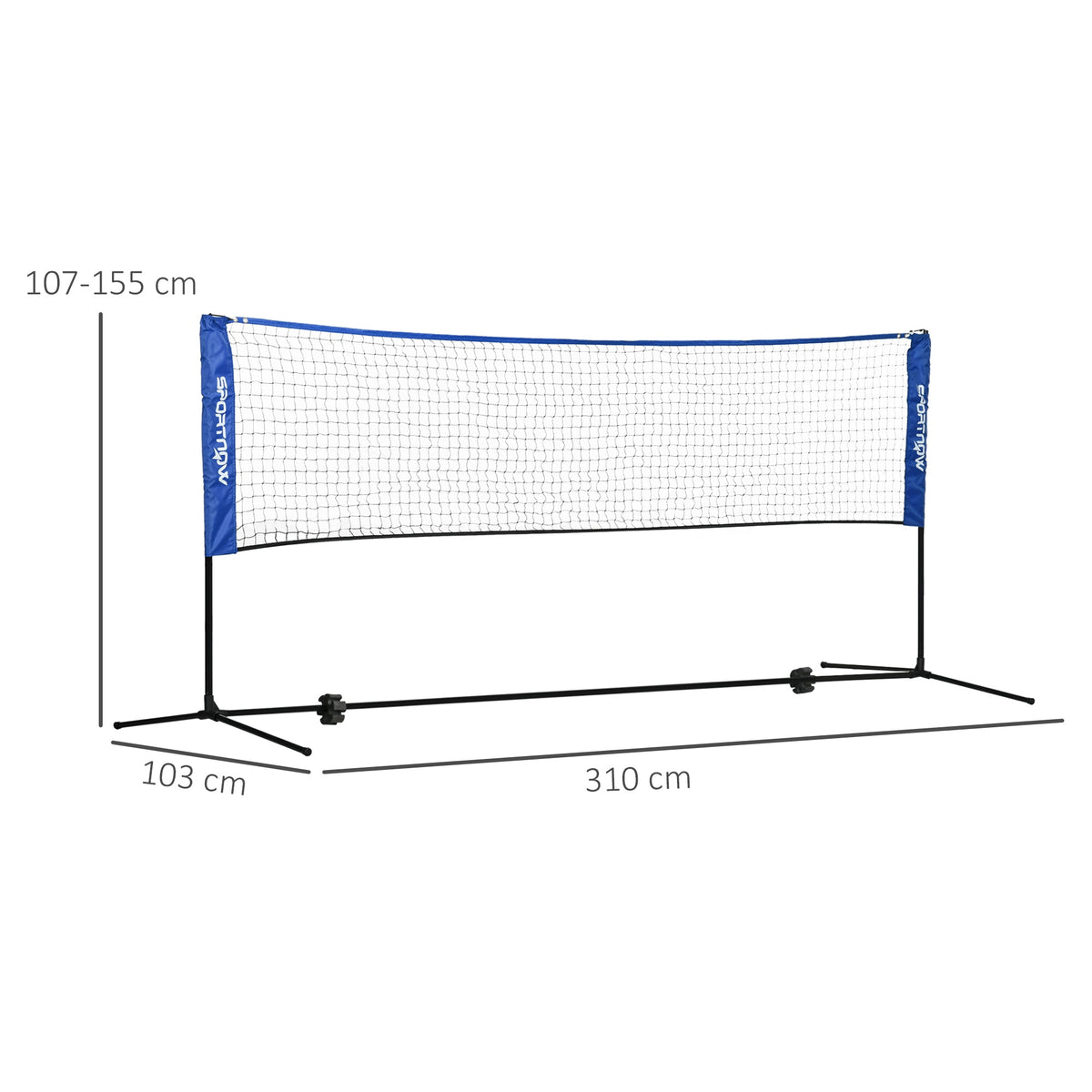 SPORTNOW Badminton Net Set, Foldable & Height-Adjustable for Indoor/Outdoor, Polyester