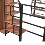 Loft Bed 140*200, Safety Stairs, Storage, Wardrobe, Shelves, Black