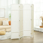 Room Divider, 4-Panel Foldable Privacy Screen, White
