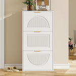 Narrow Shoe Cabinet 3 Doors 60x24x114cm - White