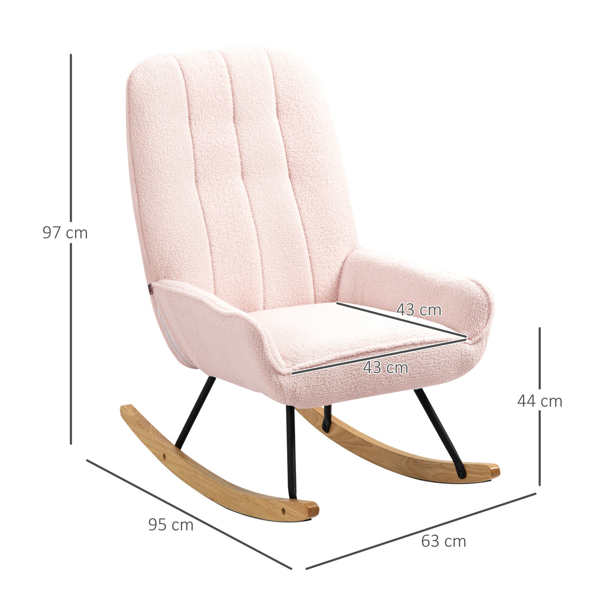 Rocking Chair Padded Relaxing Chair with Sherpa Fleece, Pink