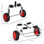 Canoe/Kayak/Surf Trolley Foldable with PU Wheels Padded Aluminum, Silver
