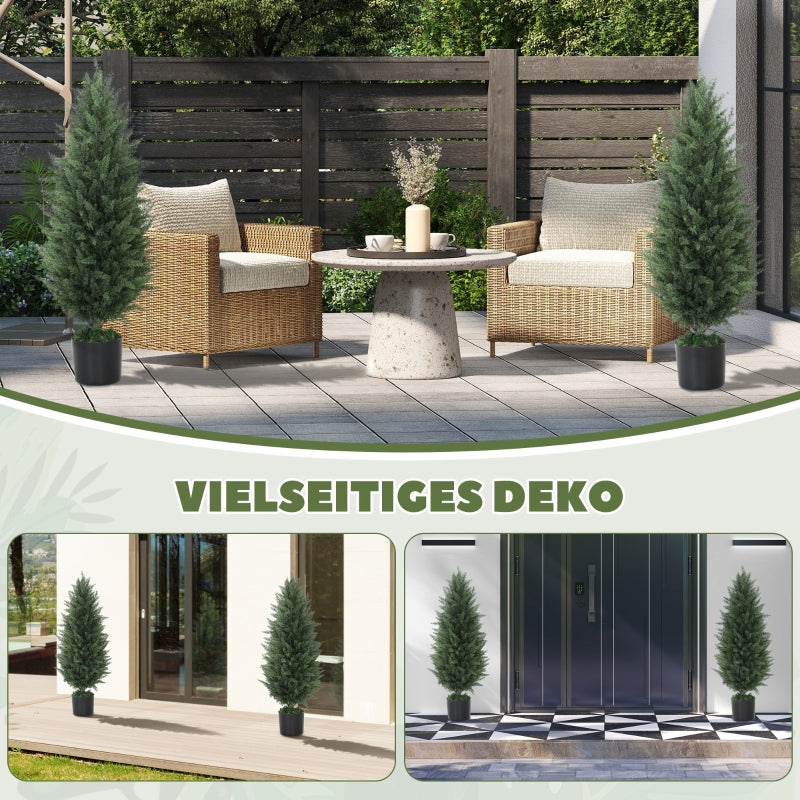 Artificial Cypress, Set of 2, 90 cm UV-resistant Plastic