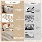 Children's Upholstered Bed, Single with Cosmic Pattern, 90x200cm, Beige PU