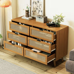 Chest of drawers 6 drawers with metal handles made of wood