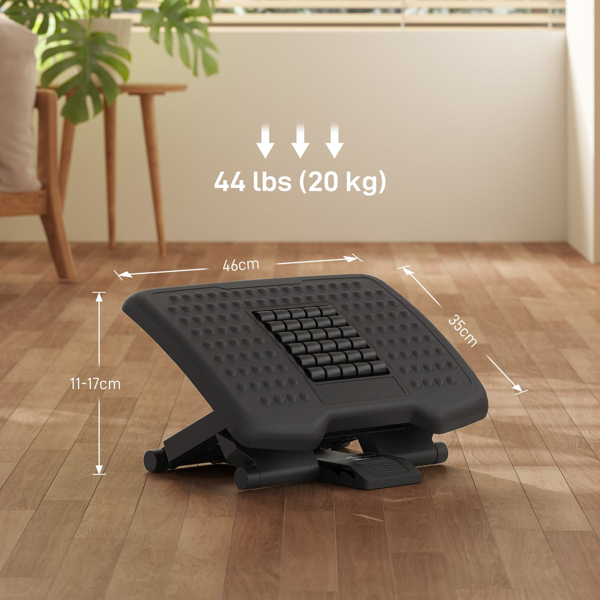 Footrest Desk Height Adjustable Ergonomic Non-Slip Support, Black