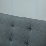 Double Sofa Loveseat, 2-Seater, Compact Design, Linen & Rubberwood, Grey