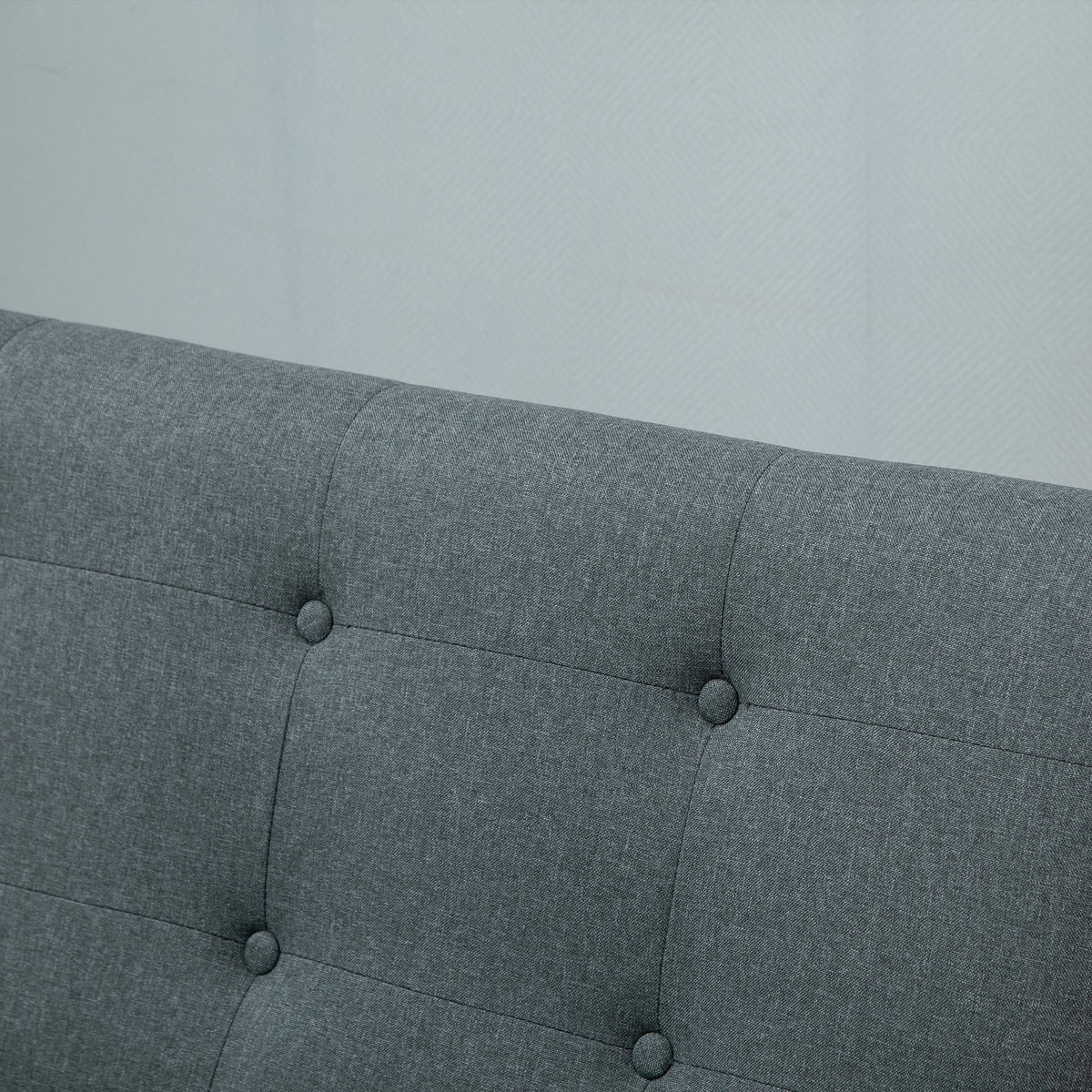 Double Sofa Loveseat, 2-Seater, Compact Design, Linen & Rubberwood, Grey