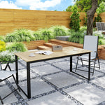Metal Garden Table, Weatherproof Slatted Design for 6 People, Black