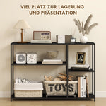Console Table, 4 Shelves, Steel Frame, Black