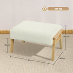 Stool, soft seat cushion, wooden legs, corduroy look cream white