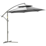 Parasol Cantilever, Double Roof Cross Base, Light Grey Polyester