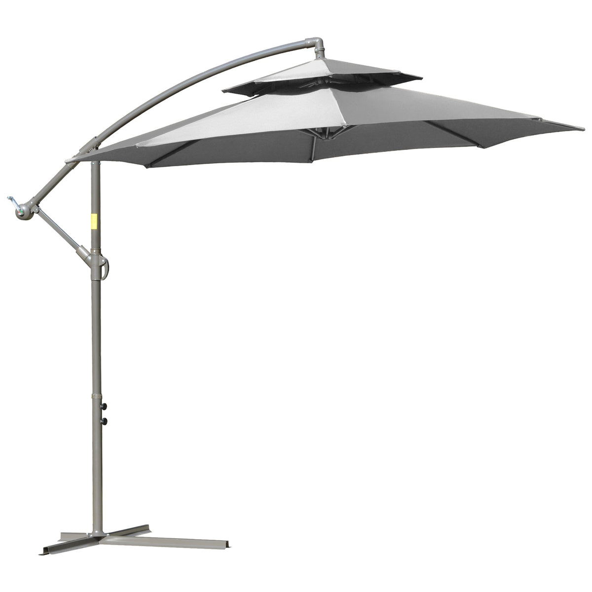 Parasol Cantilever, Double Roof Cross Base, Light Grey Polyester