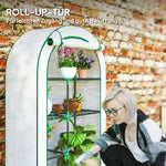 Greenhouse Round Roof, Door, Shelves, Steel, White