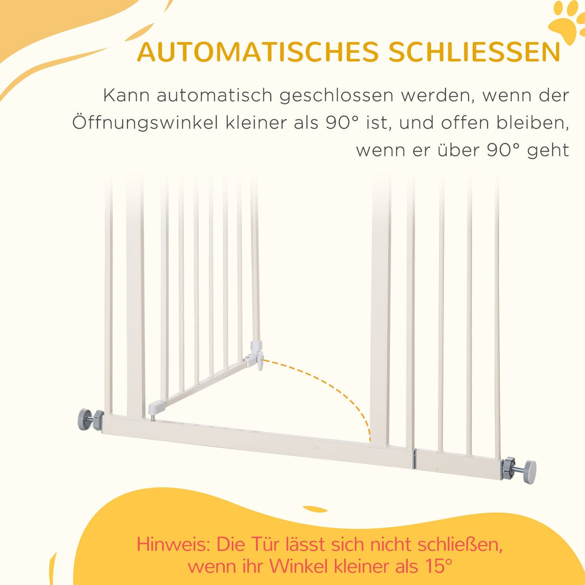 Door Safety Gate, No Drilling, Double Lock, 97.5 x 104.1 cm, Metal