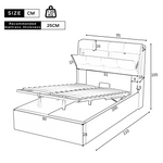 Upholstered Bed 90x200 Hydraulic Bed Box & Headboard Storage PU White
