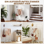 Clothes Rack, Mobile Wardrobe Rail 5 Hooks Shoe Rack, White