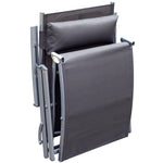 Folding Sun Lounger Deck Chair with Cushion, 7-Position Adjustable - Grey