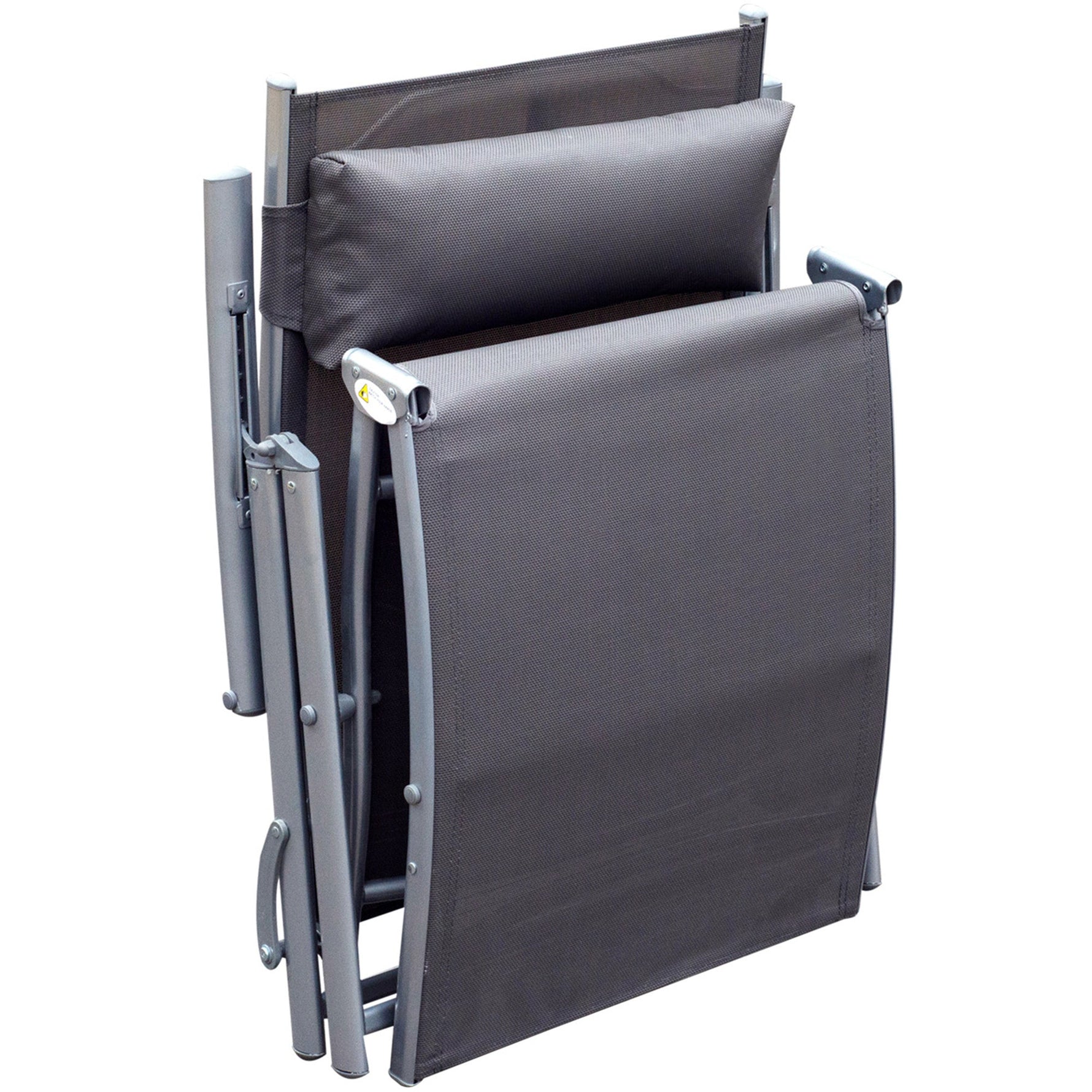 Folding Sun Lounger Deck Chair with Cushion, 7-Position Adjustable - Grey