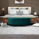 Storage Bench, Open Lid Upholstered, Dark Green Velvet