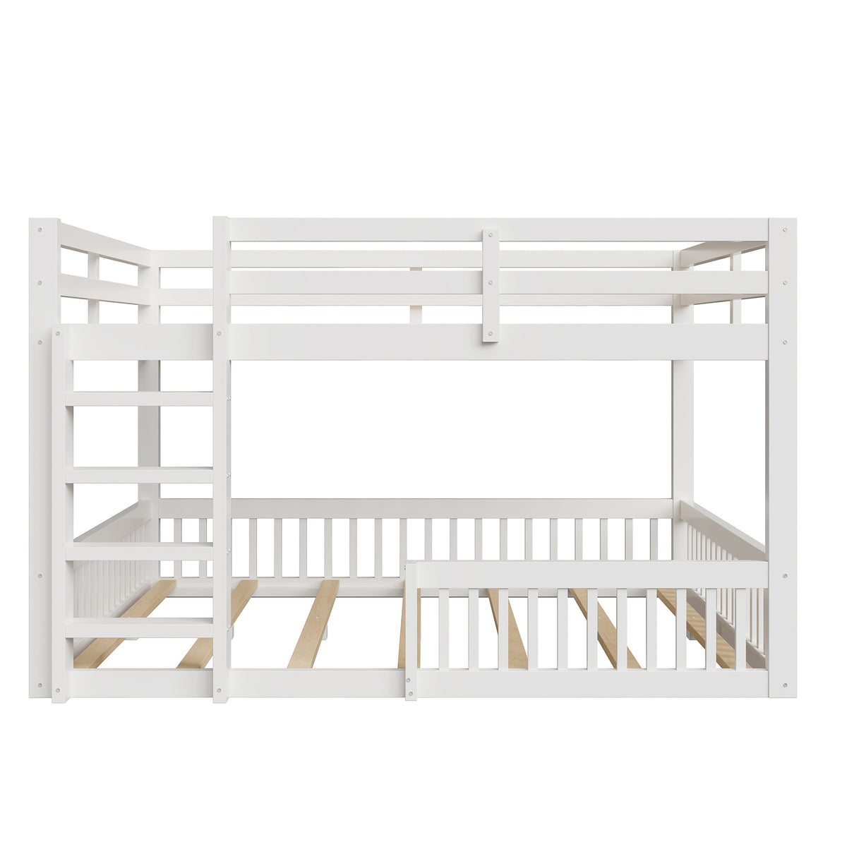 Bunk Bed 160x200 cm with Safety Guard Railings, White