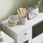 Kitchen Cabinet Sideboard with Microwave Shelf, 3 Doors, Drawer, Adjustable Shelves, White