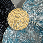 3D Wall Art, Modern Sculpture, 121x53cm, Gold Black Blue Metal