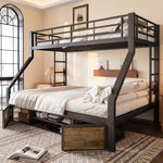 Children's Bunk Bed with Storage & Ladder 90x200/140x200 cm, Black