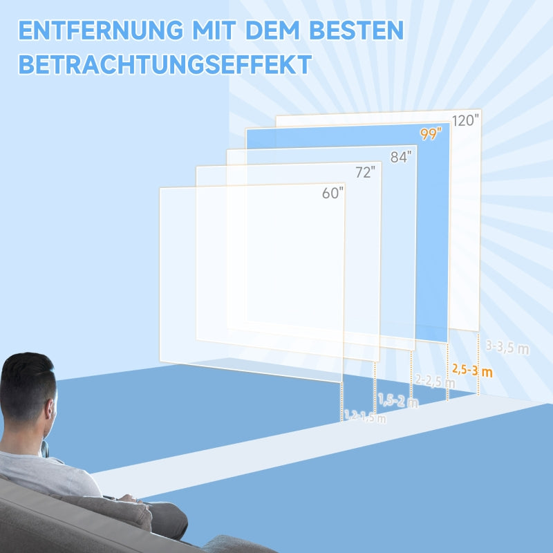 Projector Screen, 178x178cm, 99-inch, 1:1, HD 4K, for Home Theater, Office, Presentations, Plastic