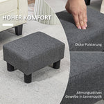 Stool, Modern Footstool Ottoman, Dark Grey Linen-Look