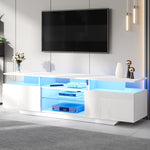 TV Cabinet 160x45cm High-Gloss LED Light 8 Shelves for 70-Inch TV, MDF