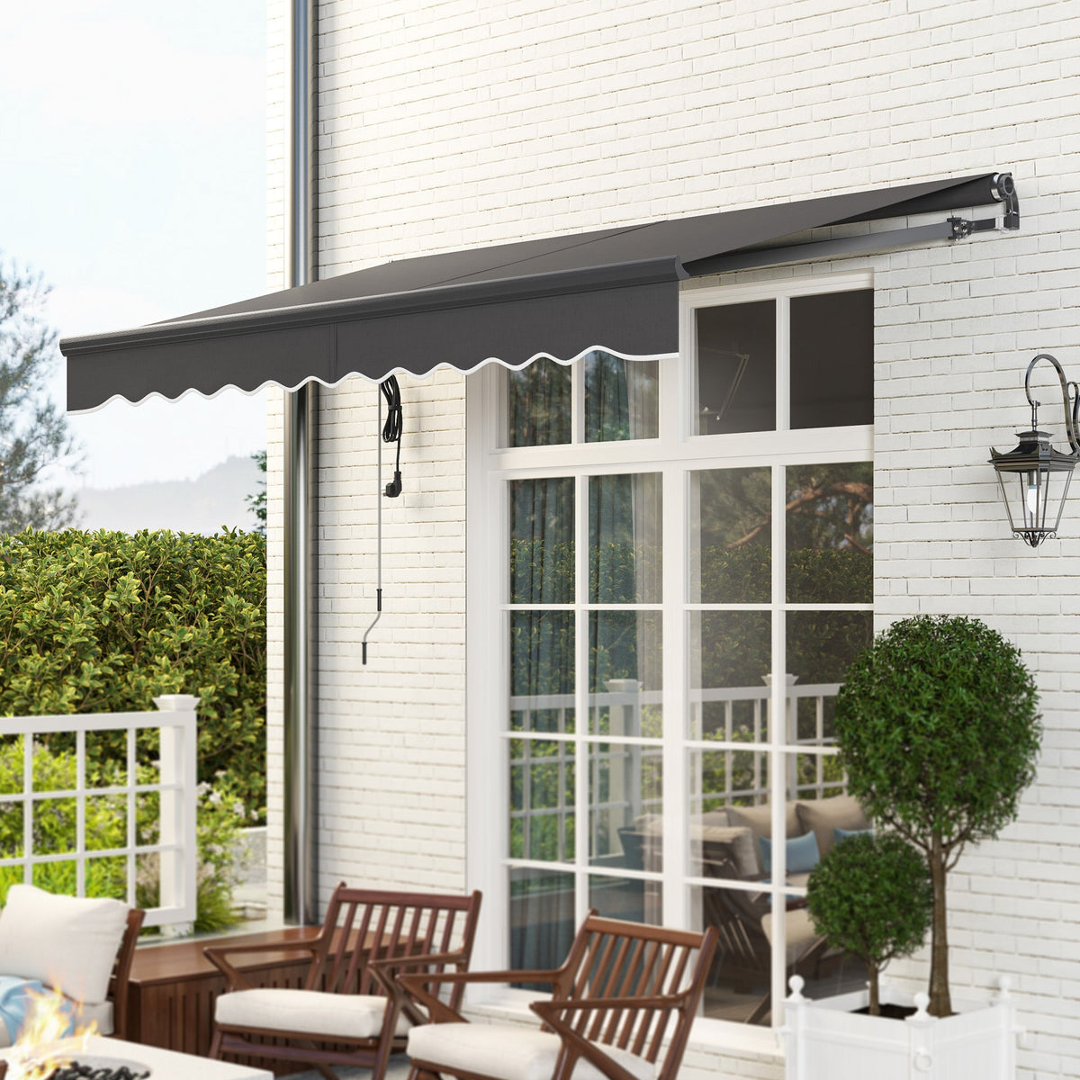 Clamp Awning, Hand Crank, Height Adjustable, UV 30+, Dark Grey