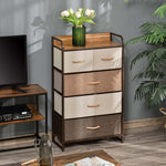 Chest of Drawers Sideboard 5 Foldable Fabric Drawers Brown