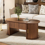 Modern Height-Adjustable Coffee Table with Storage and Sliding Doors, Wood