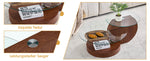 Modern Minimalist Coffee Table with Double-Layered Safety Glass and Multi-Tiered Design, Walnut Wood Grain Finish