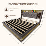 Upholstered Bed 160x200 with Storage & LED, Dark Gray Velvet