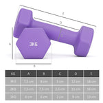 Dumbbell Set with Storage Rack, 6 Weights for Fitness Training (2x1kg, 2x2kg, 2x3kg)