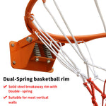 Double Spring Basketball Rim, Shock Absorption, 4-Point Stabilization, Steel, Orange