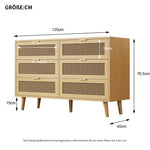 Chest of drawers with 6 drawers, metal handles, wood